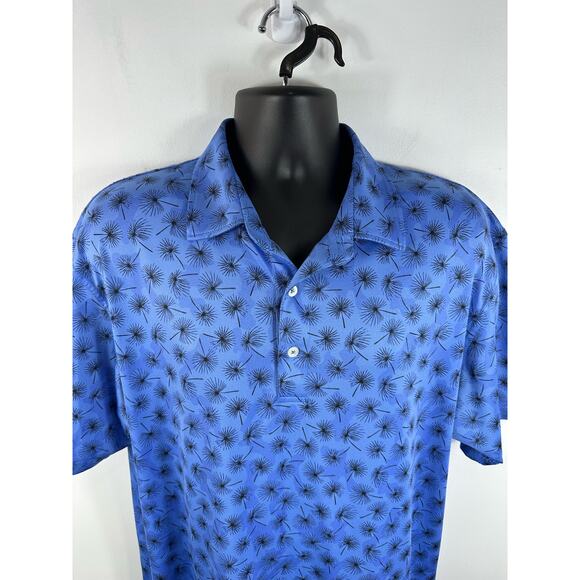 Dunning Boswell Jersey Performance Polo Surf Blue All Over Floral Print Size XL - Picture 8 of 11